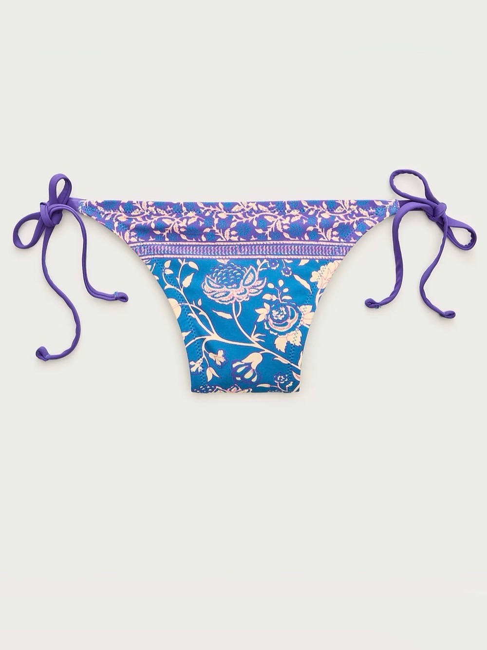J. Crew Hipster String Bikini Bottom Floral Blue & Purple Tie-Side Size M